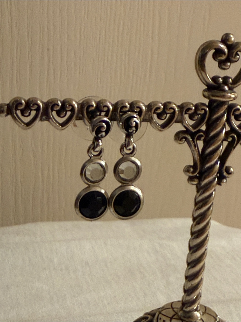 brighton Sterling Silver Black Crystal Drop Earrings - Women Jewelry